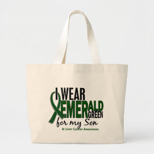 Liver Cancer I Wear Emerald Green For My Son 10 Large Tote Bag