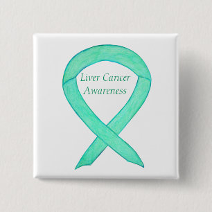 Liver Cancer Jade Awareness Ribbon Art Pin