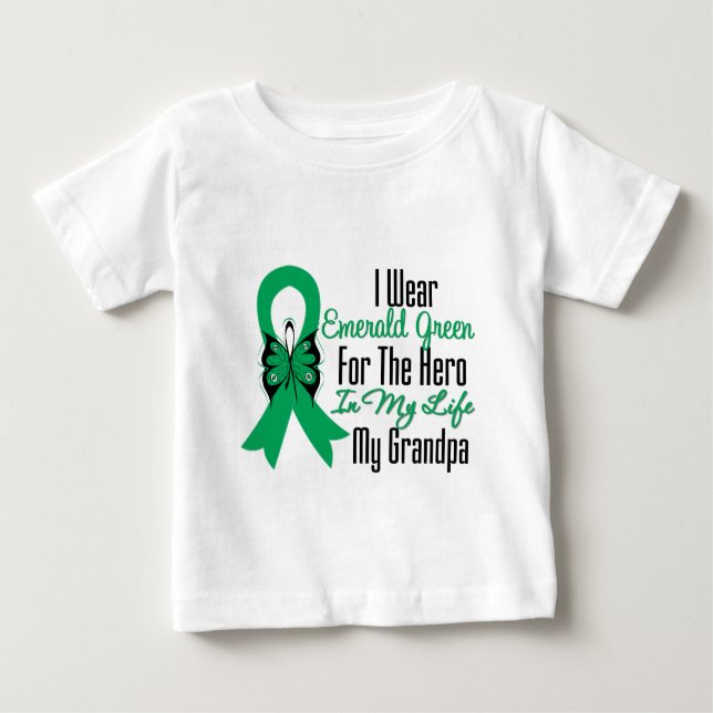 Liver Cancer Ribbon Hero My Grandpa Baby T-Shirt (Front)