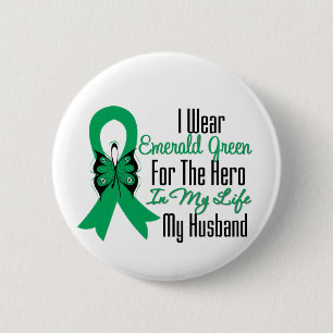 Liver Cancer Ribbon Hero My Husband 6 Cm Round Badge