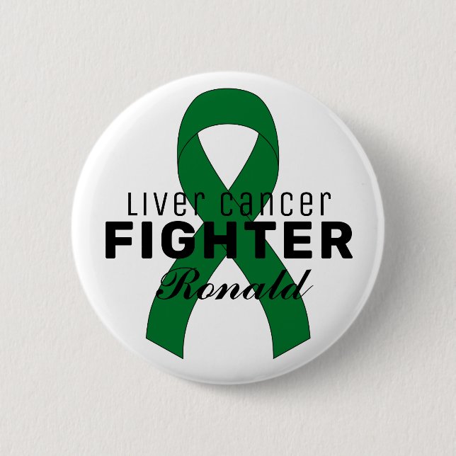 Liver Cancer Ribbon White Button (Front)