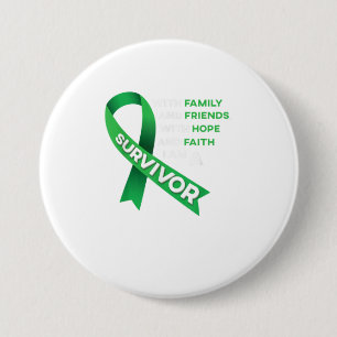 Liver Cancer Survivor Green Ribbon 7.5 Cm Round Badge