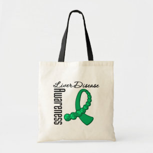 Liver Disease Awareness Gemstone Ribbon Tote Bag