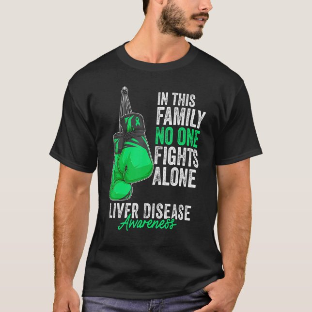 Liver Disease Awareness Month Gloves Green Ribbon T-Shirt (Front)