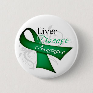 Liver Disease Awareness Ribbon 6 Cm Round Badge