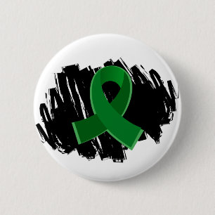 Liver Disease Emerald Green Ribbon With Scribble 6 Cm Round Badge