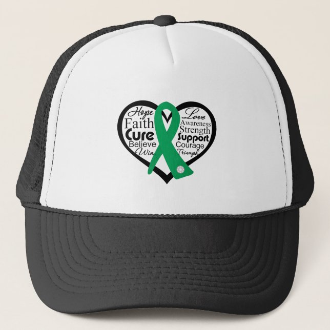 Liver Disease Heart Ribbon Collage Trucker Hat (Front)