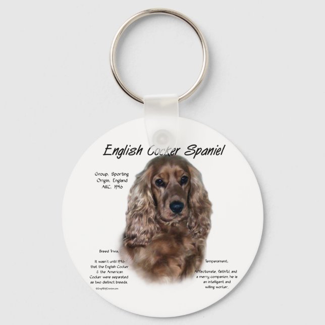 Liver English Cocker Spaniel History  Key Ring (Front)