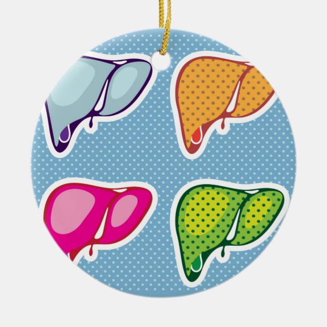 Liver Pop Art Ceramic Tree Decoration (Front)