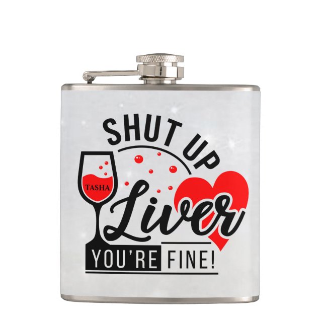 Liver Quote Personalised Hip Flask (Front)
