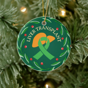 Liver Transplant Recipient Custom Christmas  Ceramic Ornament