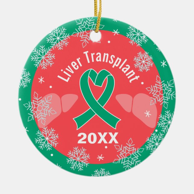 Liver Transplant Recipient Holiday Custom  Ceramic Ceramic Ornament (Front)