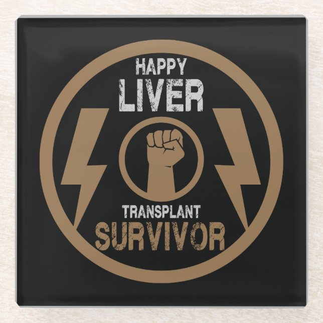 Liver Transplant Survivor Glass Coaster (Front)