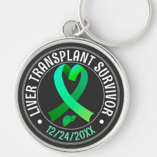 Liver Transplant Survivor Green Ribbon Custom Key Ring