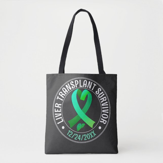 Liver Transplant Survivor Green Ribbon Custom Tote Bag (Front)