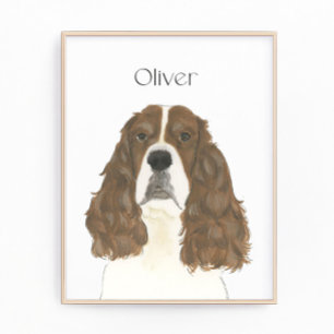 Liver & White English Springer Spaniel Art Photo Print