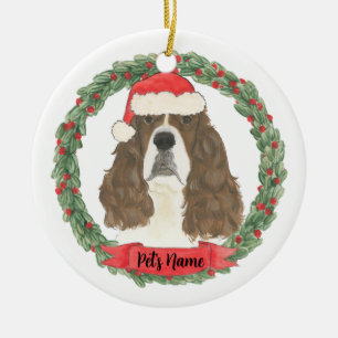 Liver & White English Springer Spaniel Ceramic Ornament