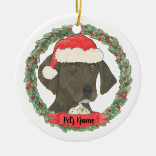 Liver & White German Shorthaired Pointer Ceramic Ornament