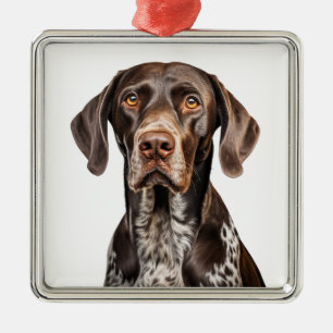LIVER & WHITE GERMAN SHORTHAIRED POINTER DOG METAL ORNAMENT