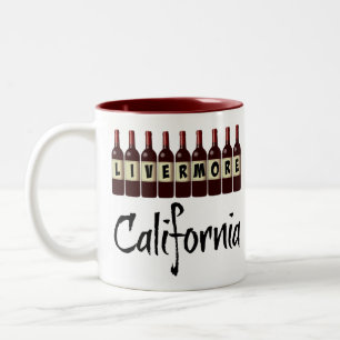 Livermore California Red Wine Bottles Tasting Fun Two-Tone Coffee Mug