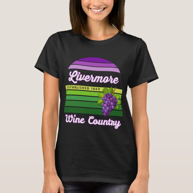 Livermore Wine Country Purple Green Stripes Grapes T-Shirt (Front)