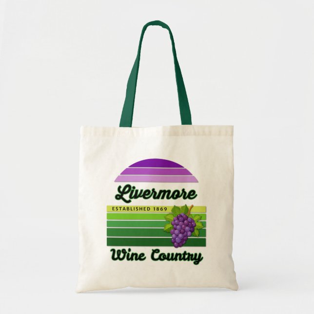 Livermore Wine Country Purple Green Stripes Grapes Tote Bag (Front)