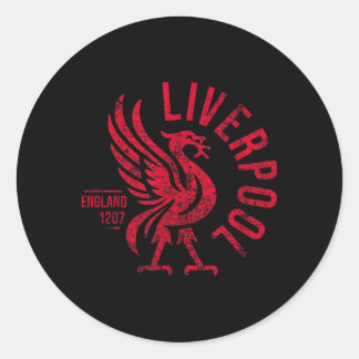Liverpool England Est 1207 Round Red Distressed Classic Round Sticker