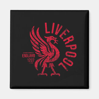 Liverpool England Est 1207 Round Red Distressed Magnet