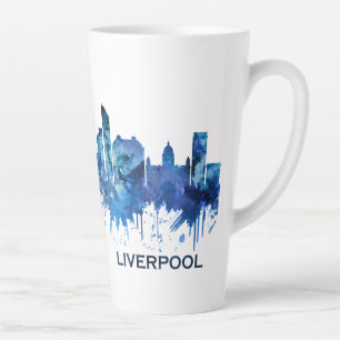Liverpool England Skyline Blue Latte Mug