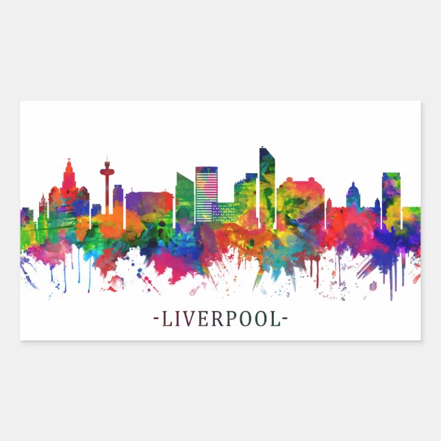 Liverpool England Skyline Rectangular Sticker (Front)