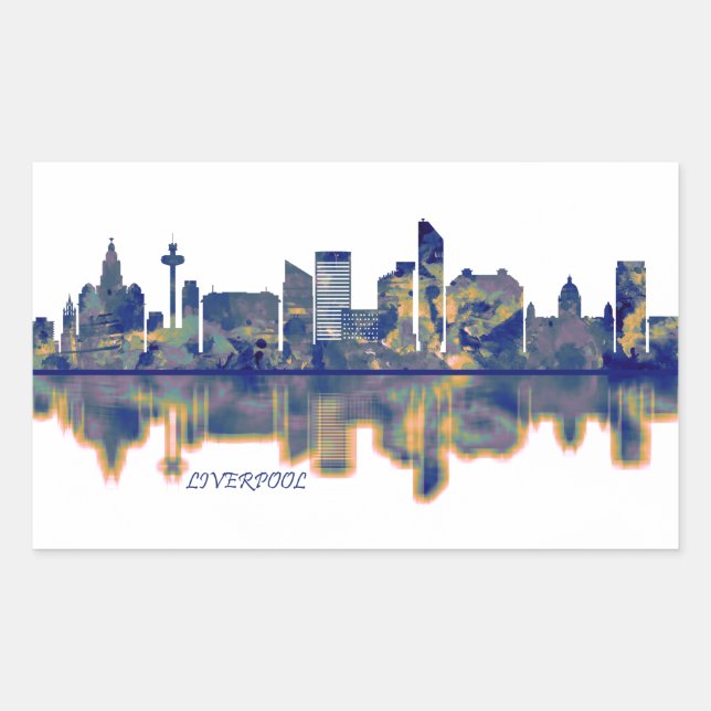 Liverpool Skyline Rectangular Sticker (Front)