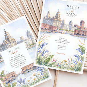 Liverpool UK Royal Liver Albert Dock Wedding Invitation
