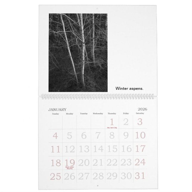 Lives and Deaths of Trees Calendar (Jan 2026)