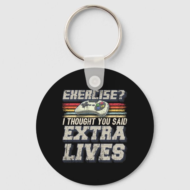 Lives Funny Video Game Controller Retro Gamer Boys Key Ring (Front)