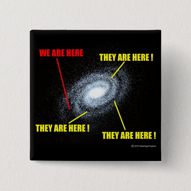 Lives in Galaxy 15 Cm Square Badge (Front)