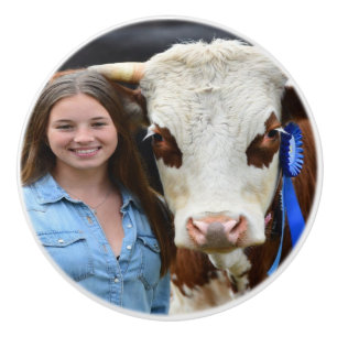 Livestock Show Cow Photo Customize Ceramic Knob