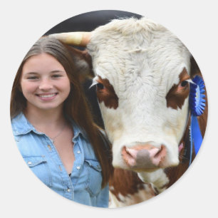 Livestock Show Cow Photo Customize Classic Round Sticker