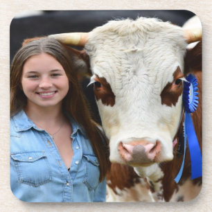 Livestock Show Cow Photo Customize Coaster