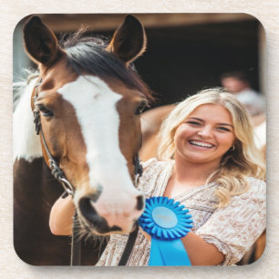 Livestock Show Horse Photo Customize Coaster