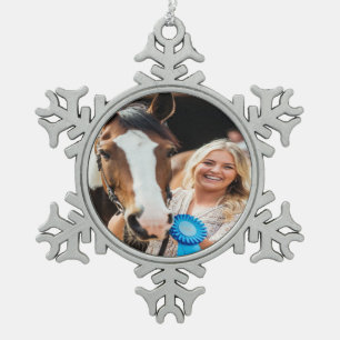 Livestock Show Horse Photo Customize Snowflake Pewter Christmas Ornament
