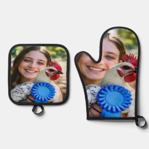 Livestock Show Poultry Photo Customize Oven Mitt & Pot Holder Set