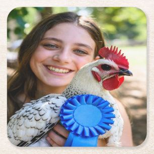 Livestock Show Poultry Photo Customize Square Paper Coaster