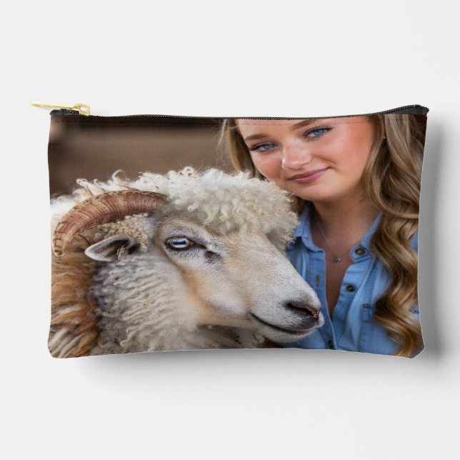 Livestock Show Sheep Photo Customize Accessory Pouch (Front)