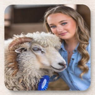 Livestock Show Sheep Photo Customize Coaster