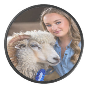 Livestock Show Sheep Photo Customize Hockey Puck