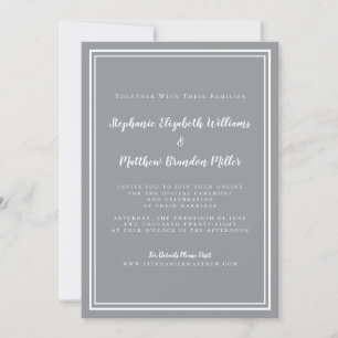 Livestream Wedding Grey & White Minimalist Invitation