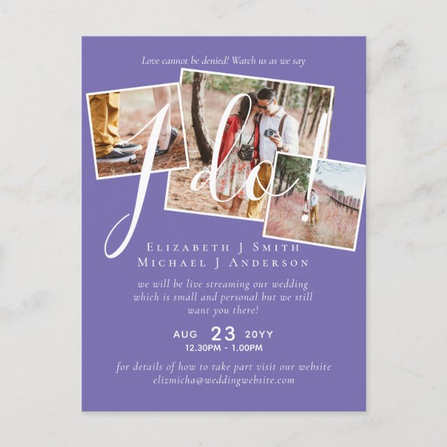 Livestreaming Watch Us Say I Do! PHOTO Wedding Postcard (Front)