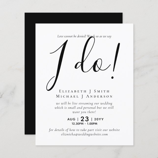 Livestreaming Wedding Invites - Watch Us Say I Do! (Front/Back)