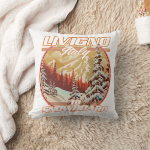 Livigno italy Snowboarding logo Cushion