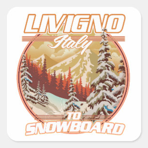 Livigno italy Snowboarding logo Square Sticker